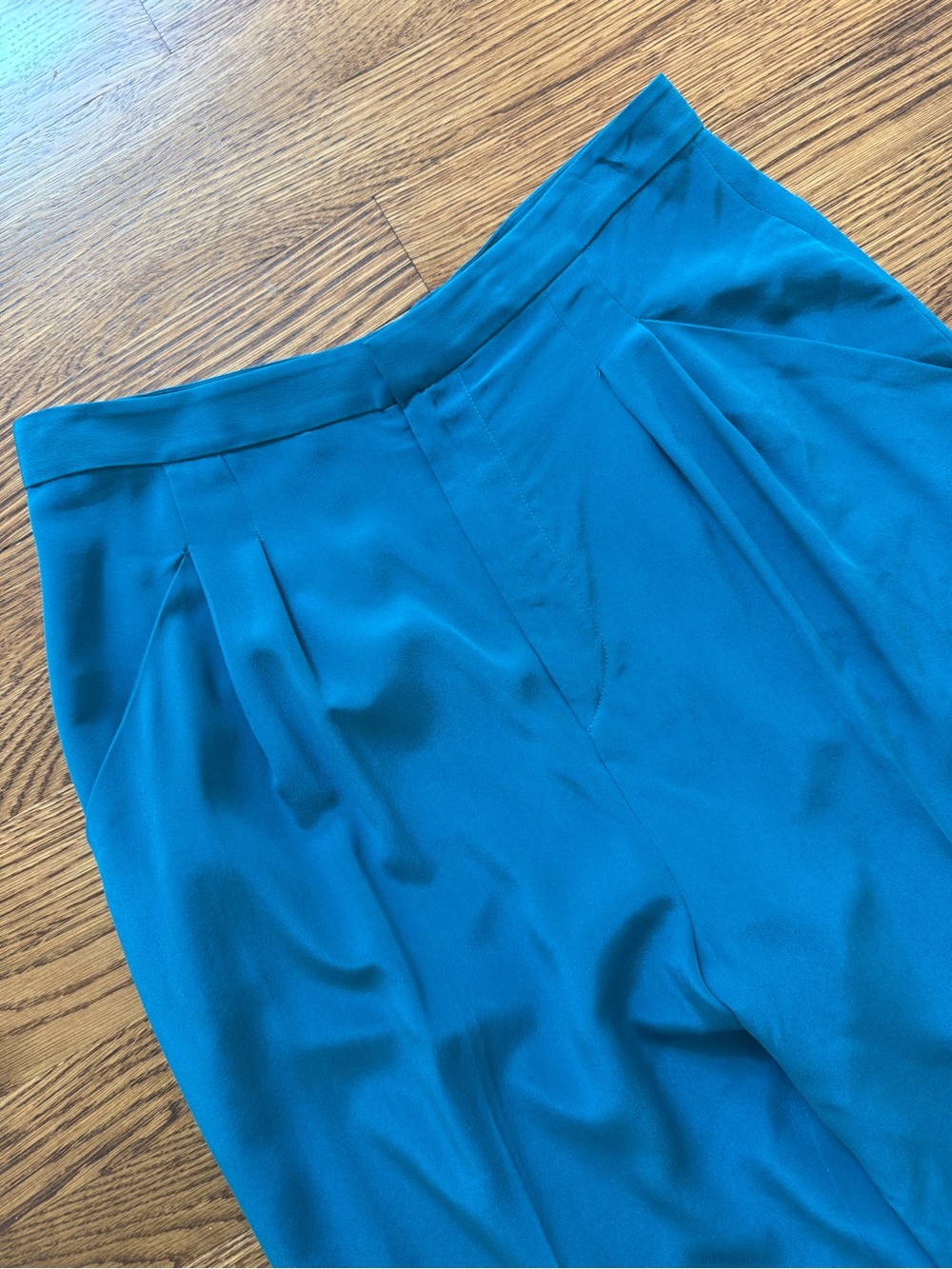 EQUIPMENT FEMME Silk Pleated Pants Trousers Teal High Waist Office Siren 8